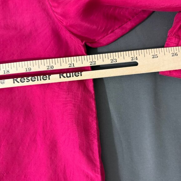 Vintage Lady Footlocker Top Women's Medium Silk Button Up Blouse Long Sleeve 80s - Picture 11 of 12